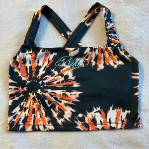 Nike Resort tie dye cropped training tank top size S black orange shelf bra
